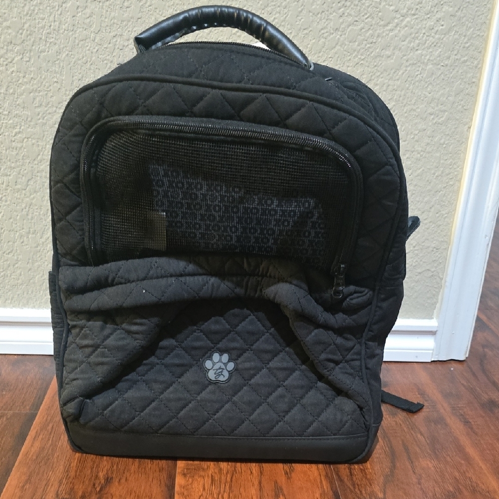 Black Quilted Dog Carrier Backpack